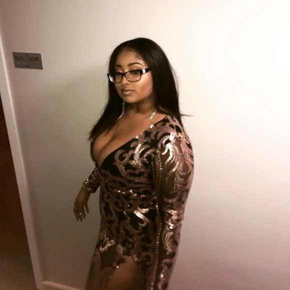 Fashion Nova- Black/Rose Gold Sequin Dress-Size L - Picture 2 of 3